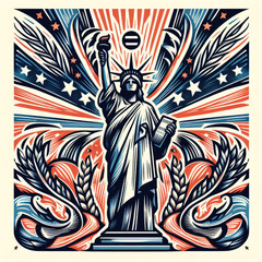 Obraz premium 4th of July Independence Day of America logo and background