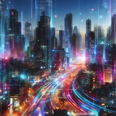 Obraz premium An electrifying display of abstract colorful lights