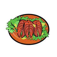 grilled shrimp on a plate with salad