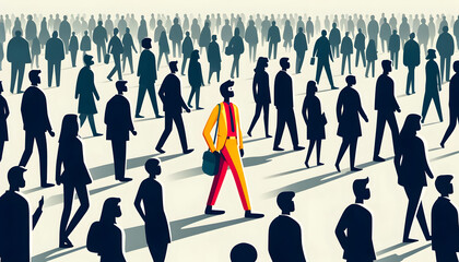 one person stands out from the crowd