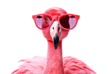 a pink flamingo wearing sunglasses