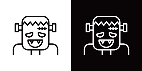 シンプルなフランケンシュタインの線画ベクターアイコン