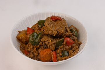 Beef Caldereta (Kalderetang Baka) is a Filipino Stew Beef with Liver Paste.