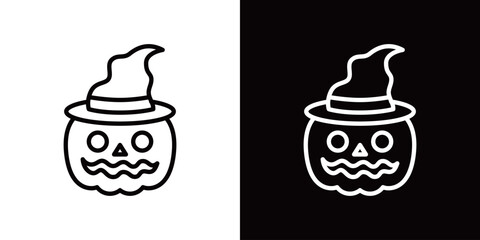 シンプルなジャックオランタンの線画ベクターアイコン