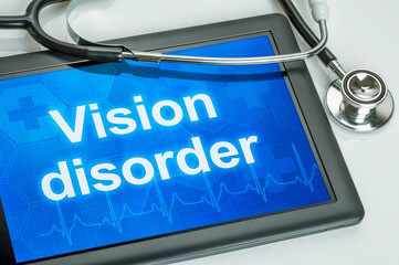 Tablet with the text Vision disorder on the display