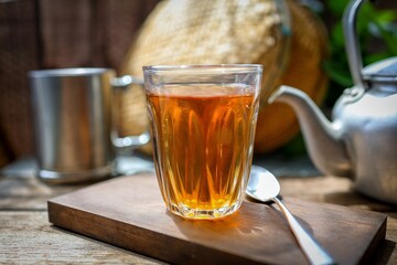 Asian Hot tea with retro style blackground