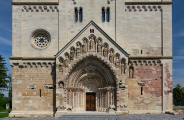 Main entrance of old Hungarian Romanesque church in Jak © Miklos Greczi