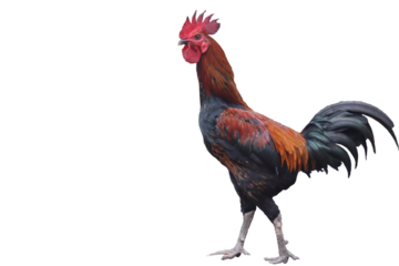 A rooster on white background. Fighting cock.