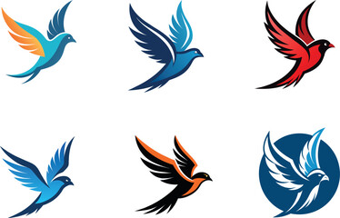 Obraz premium Flying bird logo icon silhouette vector illustration. 