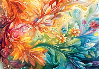 Colorful abstract floral swirls