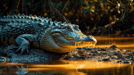 Obraz premium alligator in the swamp