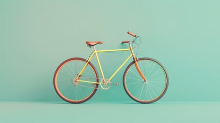 Fototapeta premium 3D Model Colorful Retro Bicycle on Green Background