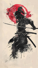 A Warrior’s Graceful Poise with a Katana, Capturing the Essence of Honor, Courage, and Mastery in a Single Stance
