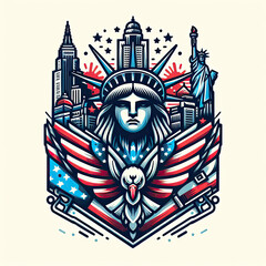 Naklejka premium 4th of July Independence Day of America logo and background