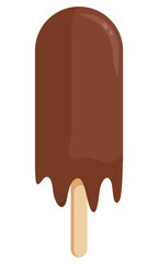 Melting chocolate ice cream bar illustration. Flat design