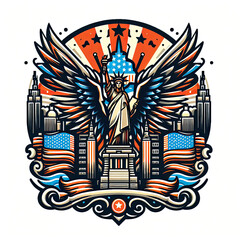 4th of July Independence Day of America logo and background