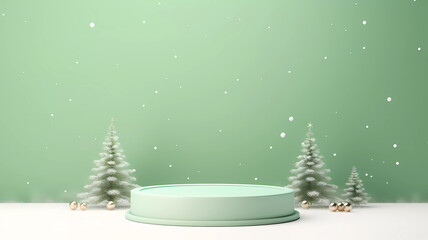 A Festive Centerpiece for Holiday Promotions of Elegant Christmas Podium Display Mockup. Ideal for retail promotions, event decorations, seasonal marketing materials, digital content, and social media