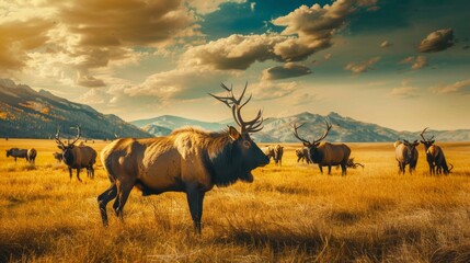 Wildlife Gathering on a Lush Meadow: A Serene Travel Photography Background, 4K HD Wallpaper