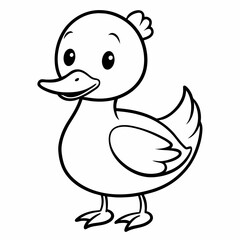Adorable cartoon duckling drawing for kids, cute, charming, with a sweet and friendly character