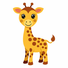 Cartoon giraffe illustration for kids, with a friendly and adorable character in a playful style