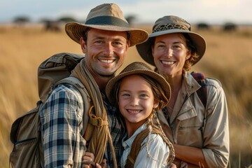 Happy family on a safari adventure