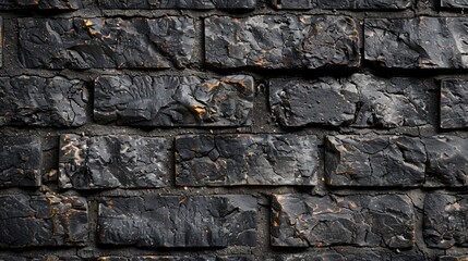 Close-up black brick wall, fire hydrant