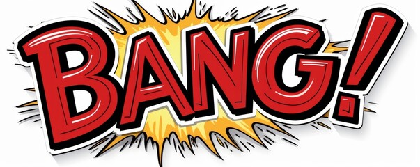 Comic book style word 'BANG!' in a vibrant speech bubble with an explosive effect