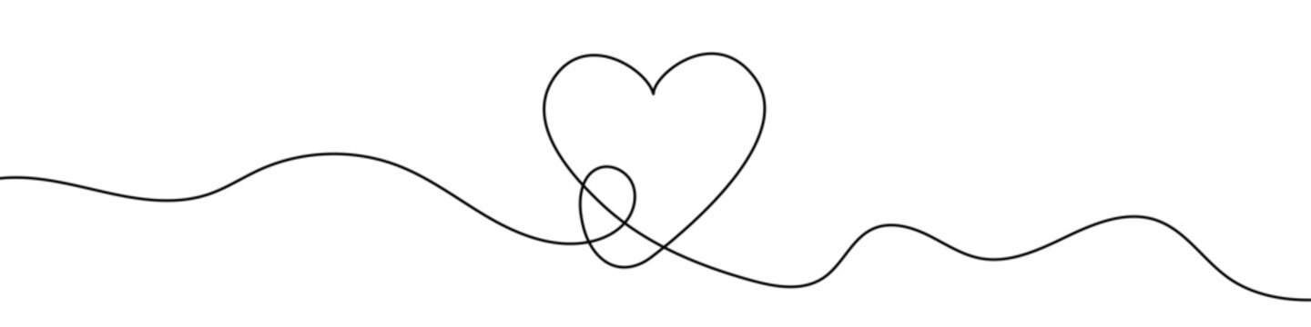recommend clip art: Continuous line drawing of heart. One line drawing background. Vector illustration. Single line love symbol.