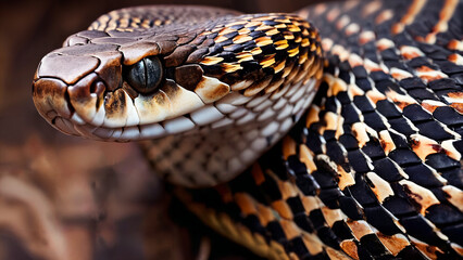 Fototapeta premium Fascinating snake portrait showcasing intricate patterns and textures