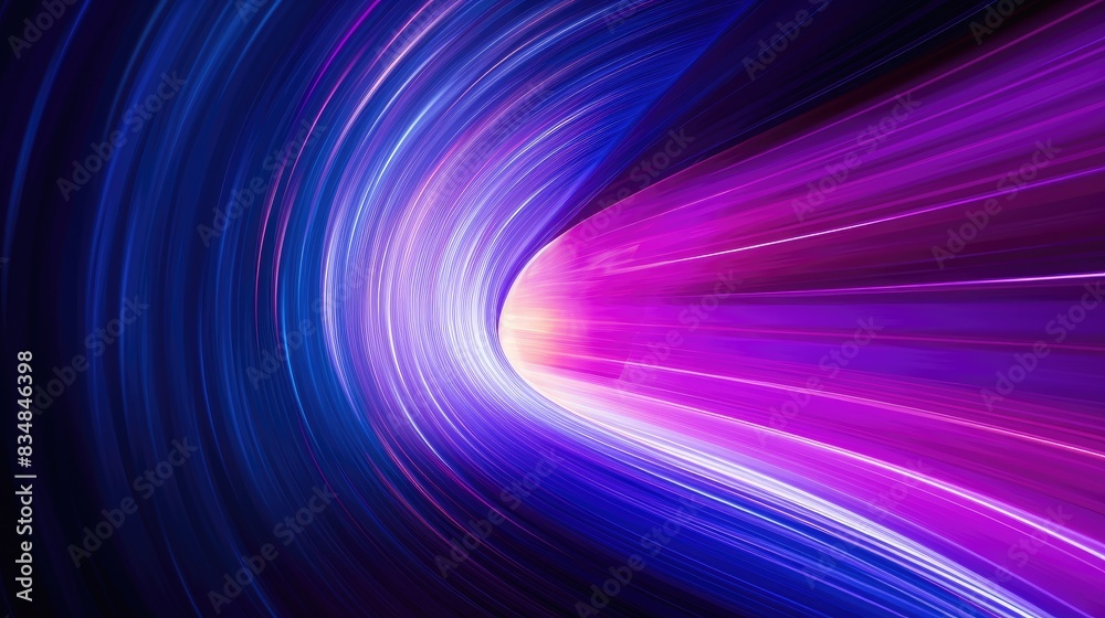 Wall mural abstract flight in retro neon hyper warp space in the tunnel 3d