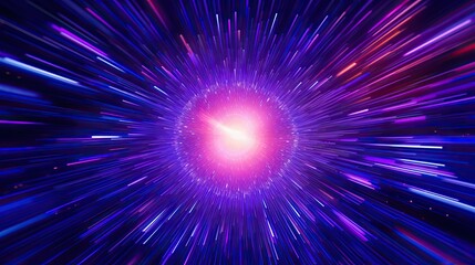Fototapeta premium Abstract flight in retro neon hyper warp space in the tunnel 3d