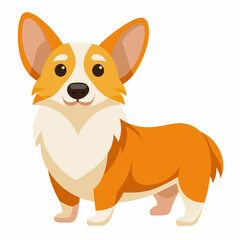 Imagine a cute Corgi, a friendly cartoon dog with short legs and big ears, spreading happiness