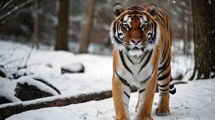 Obraz premium siberian tiger in snow