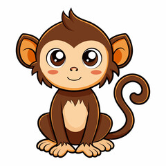 Adorable Cartoon Monkey Illustration perfect for kids and childrens graphic art projects
