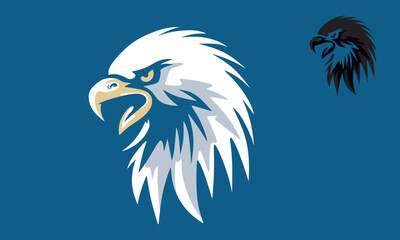 Obraz premium white great eagle head logo, silhouette of brave hawk face vector illustrations