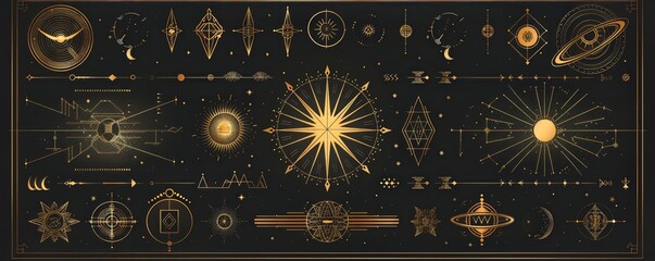 Obraz premium Golden Celestial Symbols