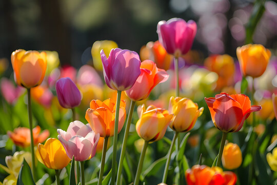Tulip spring flowers bloom nature field garden