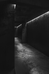 Obraz premium An old factory with dark, empty rooms and hallways