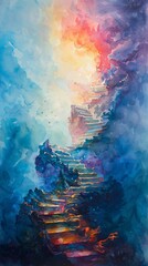 Naklejka premium Stairway to bright sky