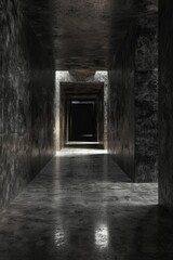 Obraz premium An old factory with dark, empty rooms and hallways