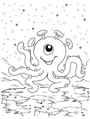 children's coloring book of cartoon aliens  