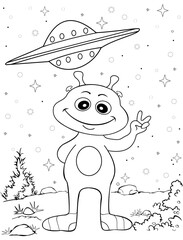 children's coloring book of cartoon aliens  