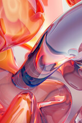 3D-rendered abstract shapes with a sleek, glossy finish and soft shadows. 