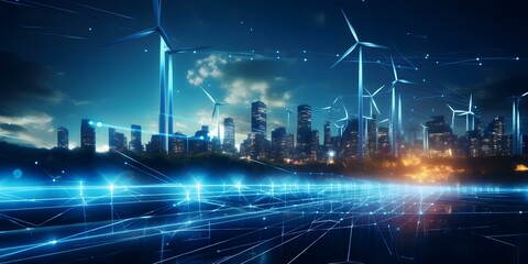 Naklejka premium Data science optimizes energy consumption in smart grid systems for efficient resource management. Concept Data Science, Energy Consumption, Smart Grid Systems, Resource Management