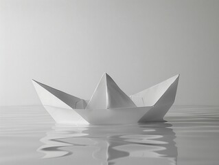 Paper boat, water, reflection