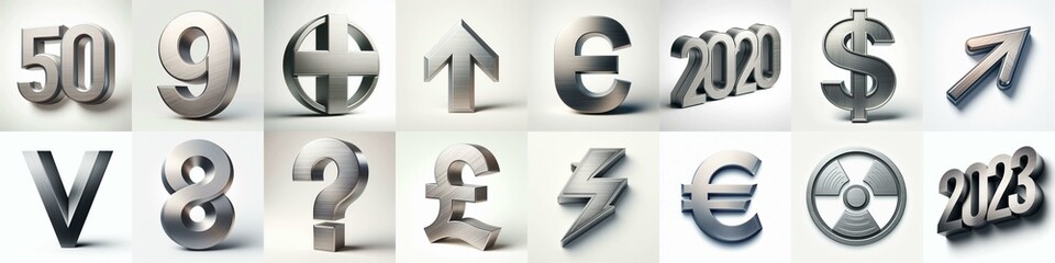 Obraz premium Brushed steel metal Lettering Typeface. AI generated illustration