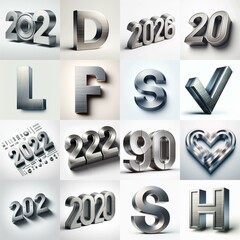 Brushed steel metal Lettering Typeface. AI generated illustration