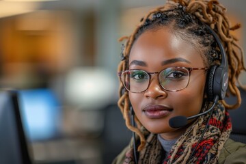 A customer service representative handles inquiries with patience and professionalism, ensuring client satisfaction.