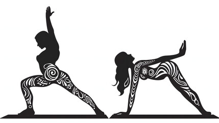 Fototapeta premium man and woman doing yoga line art