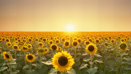 Golden Hour Sunflower Meadow Gradient Background for Sunny and Cheerful Fields